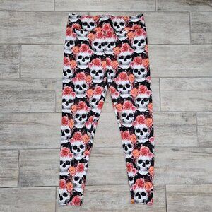 LuLaRoe Skulls and Roses Leggings Women's Yoga Soft Stretch Deadhead 12 to 18